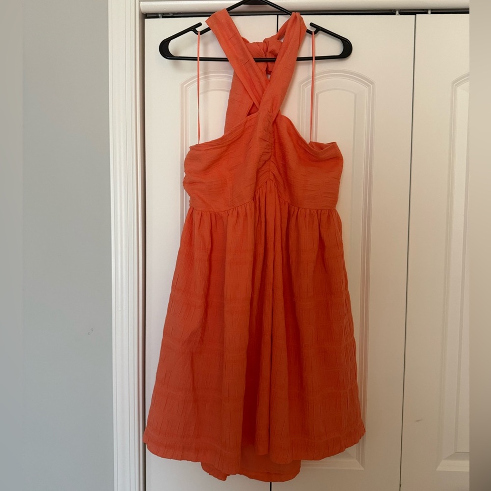 Express Girls Coral Cross-front Halter Sundress